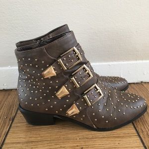 Bumper Brown Studded Ankle Boots
